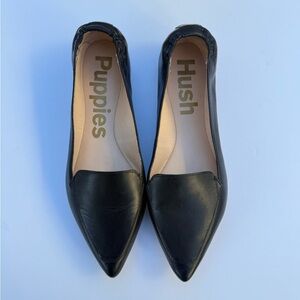 Hush Puppies Black Pointed Toe Leather Flats - Slip-On Comfort